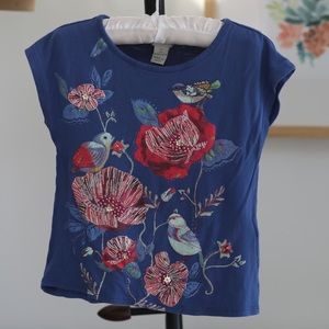 Embroidered T-shirt with beads and sequins